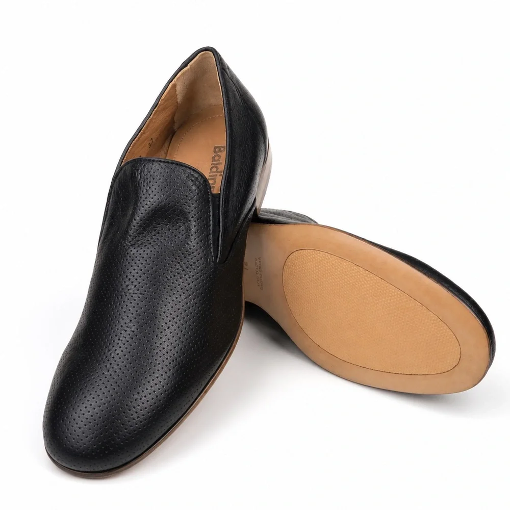 BALDININI Classic Black Soft Leather Comfort Slip-On Dress Shoes - Men's
